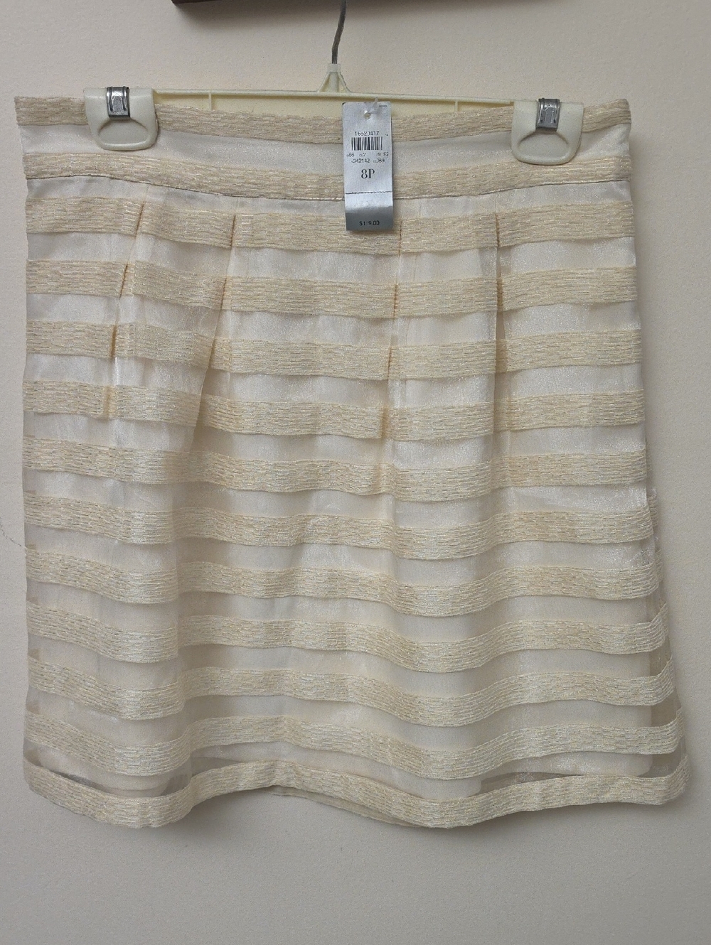 Ann Taylor Cream and Ivory Striped A-Line Skirt NWT MSRP $119 SZ 8P - Picture 3 of 8